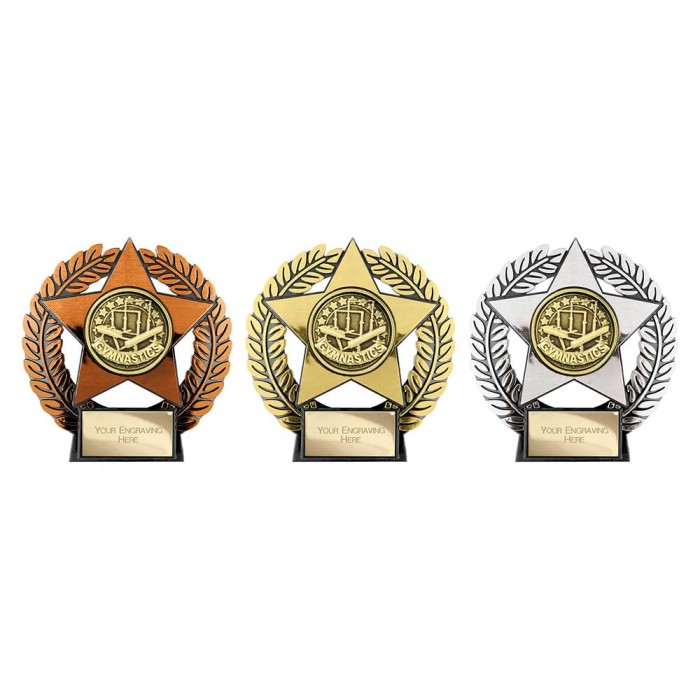 EMPEROR STAR GYMNASTICS RESIN TROPHIES - GOLD, SILVER & BRONZE